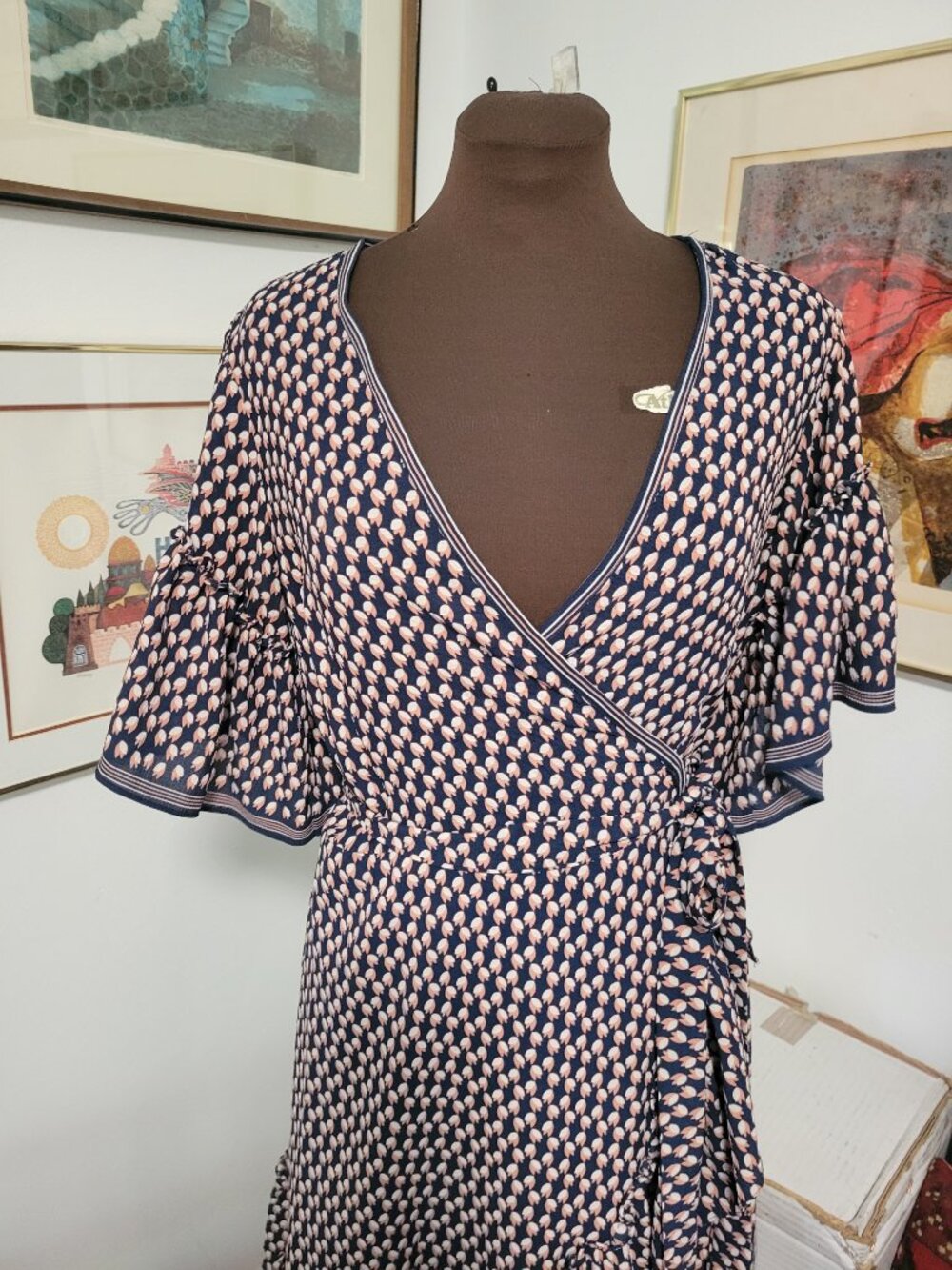Max Studio Wrap Dress Mini With Ruffles Size M - Picture 6 of 6